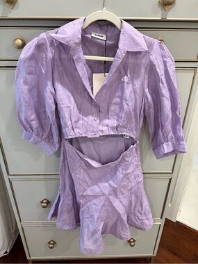 Sandro Lavender Button-Front Cutout Shirt
